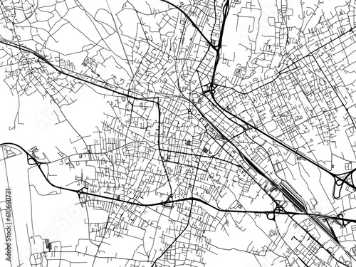 Vector road map of the city of  Gallarate in the Italy on a white background.