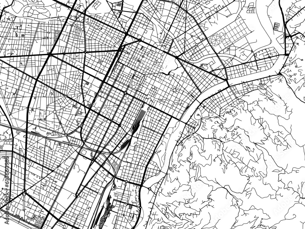Vector road map of the city of  Torino in the Italy on a white background.