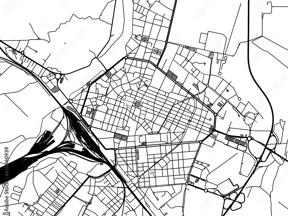 Vector road map of the city of  Alessandria in the Italy on a white background.