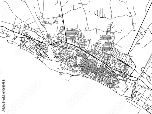 Vector road map of the city of  Gela in the Italy on a white background.