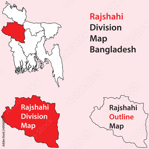 Rajshahi Division, Rajshahi region map in Bangladesh, Rajshahi Administrative Divisions of Bangladesh, outline, contour, Urban photo