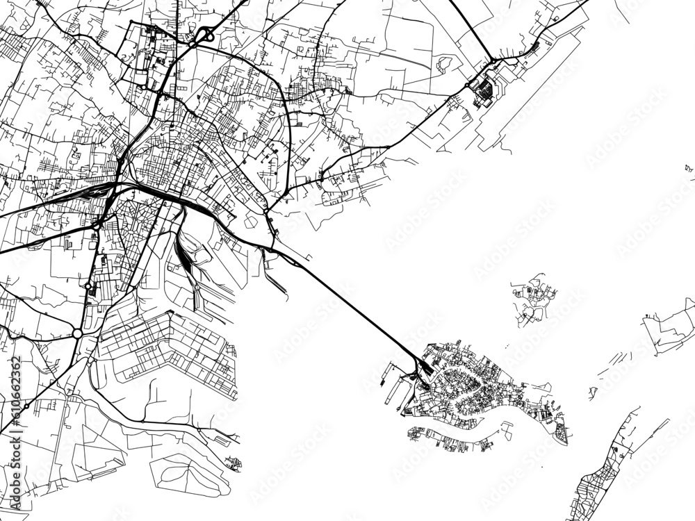 Naklejka premium Vector road map of the city of Venice in the Italy on a white background.