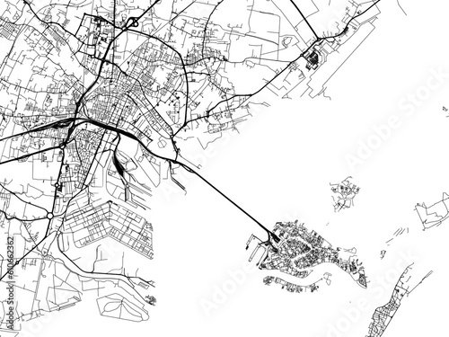 Vector road map of the city of  Venice in the Italy on a white background.