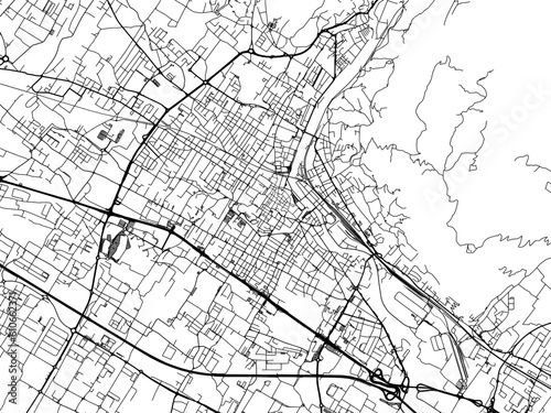 Vector road map of the city of Prato in the Italy on a white background.