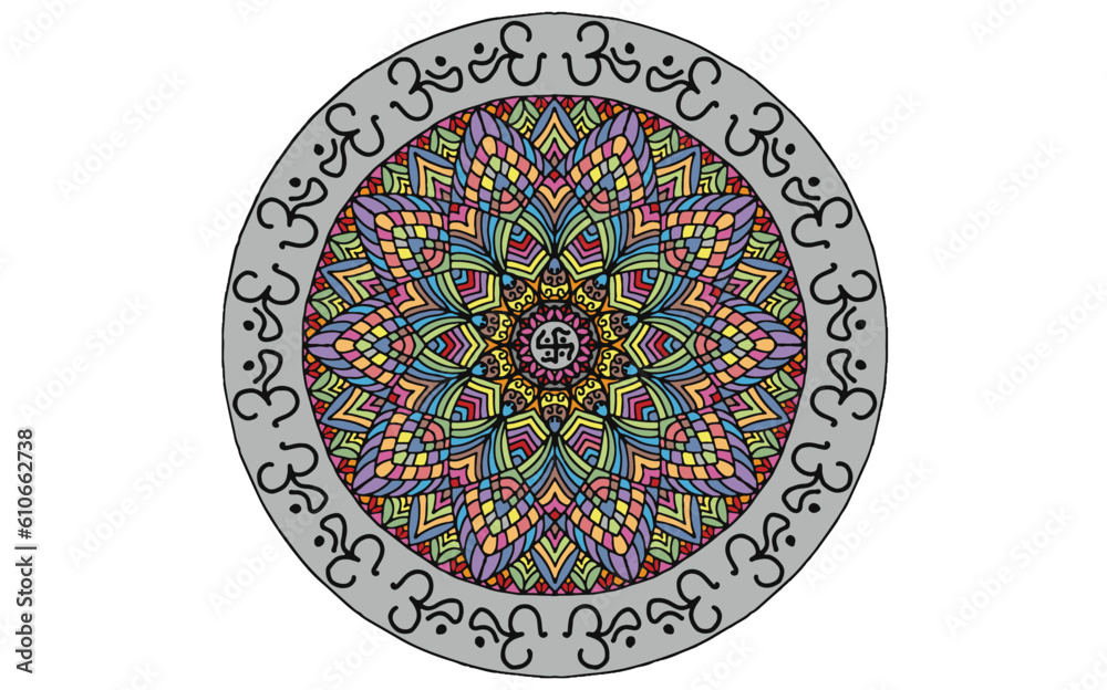 OM mandalas flowers pattern art design for modified your new art work design print, sticker, embroidery ethnic ikat and other.