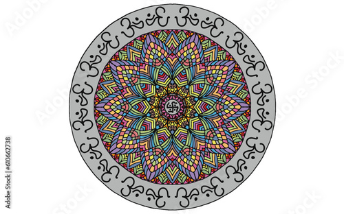 OM mandalas flowers pattern art design for modified your new art work design print, sticker, embroidery ethnic ikat and other.