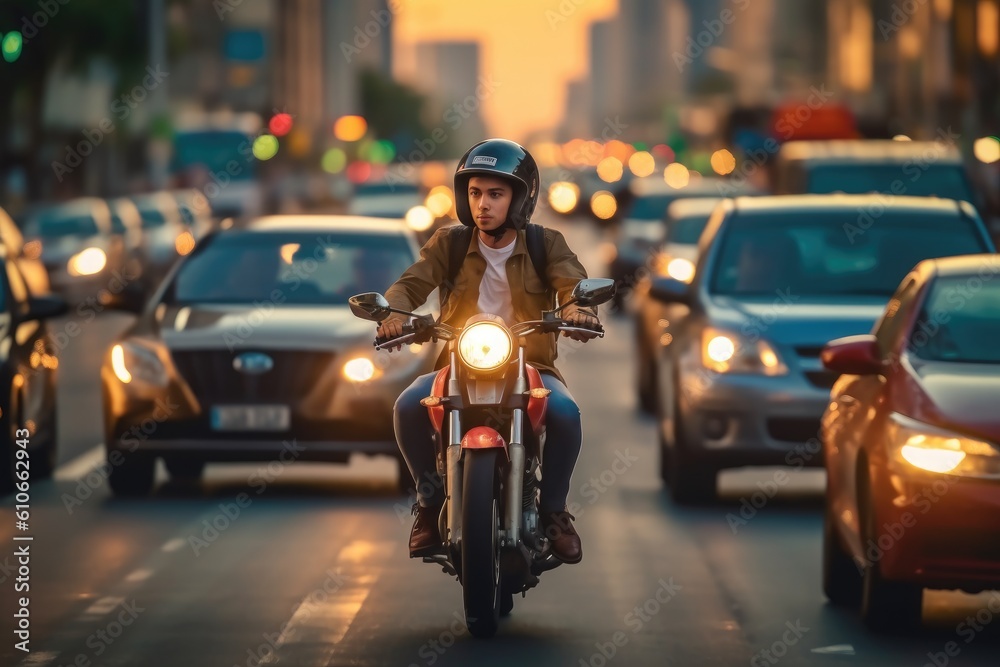 motorcycle on the street - Illustration created with generative ai motorcycle on the street - Illustration created with generative ai