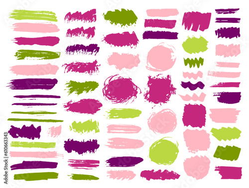 Paint grunge brushstroke mega batch. Freehand inkblot streak old shapes. Splotch paintbrush web sticker stamp pack. Brushstroke ink spots drawing.