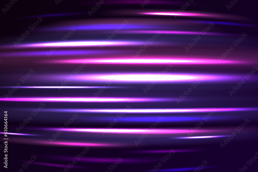 Fototapeta premium Colorful light trails with motion effect. Neon color glowing lines background, high-speed light trails effect.