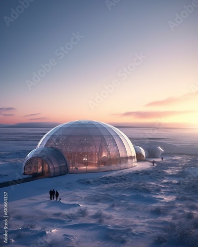 Futuristic igloo building, ...