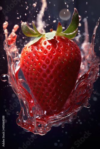 Close up of fresh strawberries in the water.