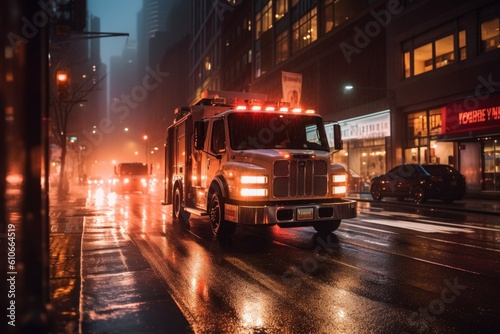 fire truck on the street - Illustration created with generative ai