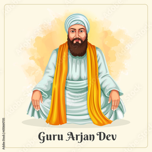 illustration of the Sikh Guru Arjan Dev Ji who is also known as the fifth Sikh Guru. photo