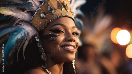 Mulher dança samba no carnaval 