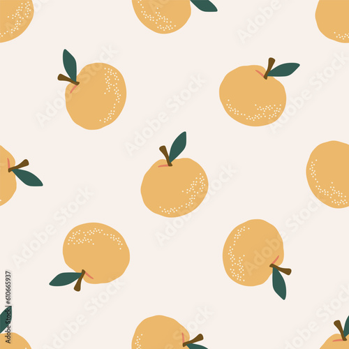 Simple seamless pattern with oranges. Hand drawn retro y2k vector illustration for summer stylish cover, cases, wallpaper, prints, wrapping, textile