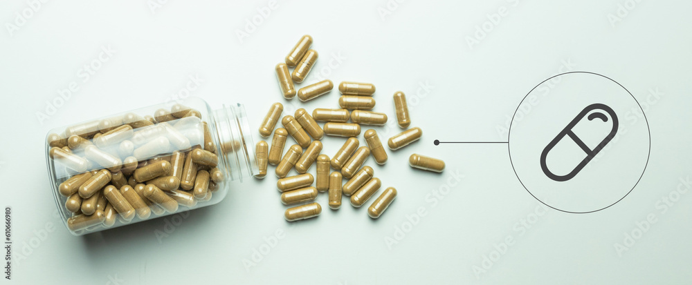 The concept of a healthy life, taking dietary supplements, improving well-being The concept of a healthy life, taking dietary supplements, improving well-being
