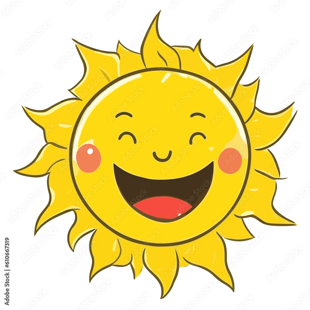 Illustration of a cute laughing sun (Generative AI)