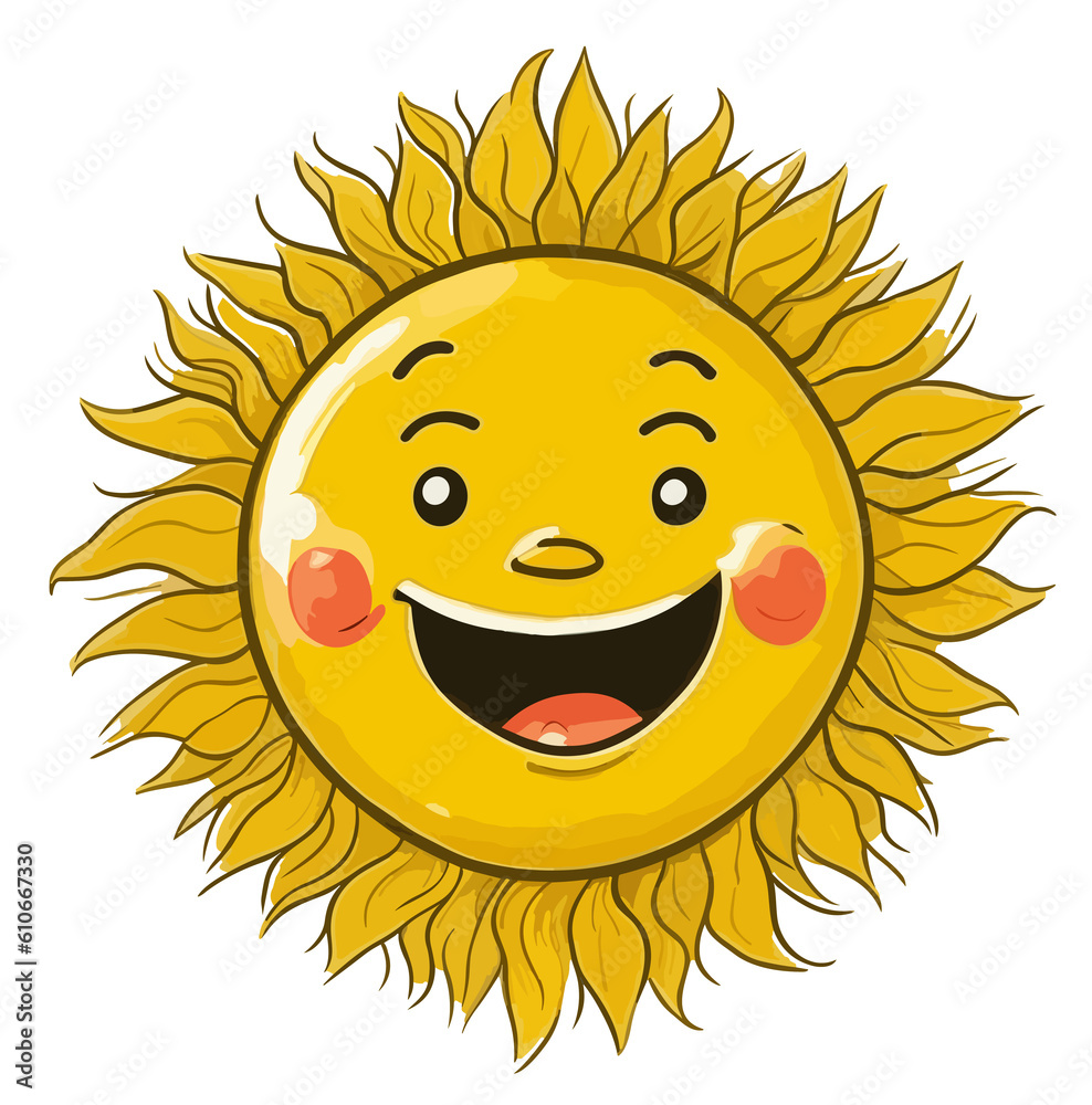 Happy smiling sun character illustration (Generative AI)