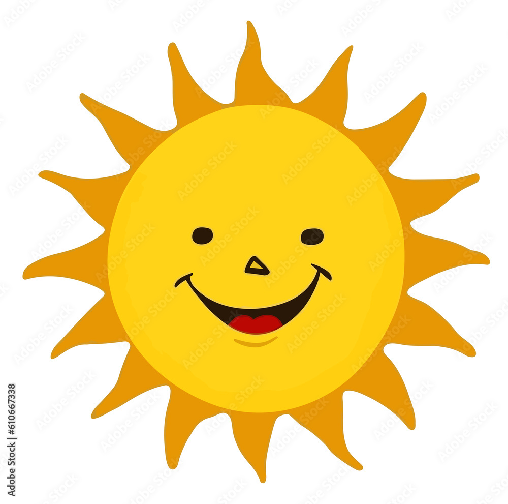 Funny smiling sun logo illustration (Generative AI)