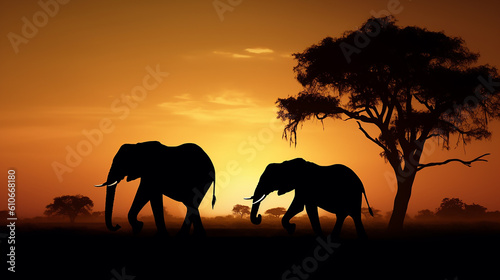 elefantes no por do sol na africa  © Alexandre