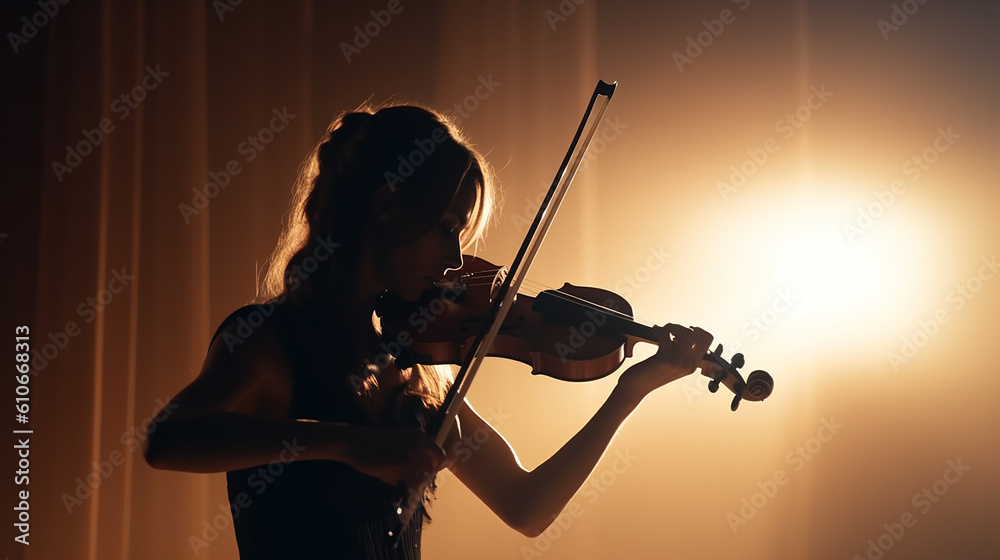 Fototapeta premium silhueta de mulher tocando violino
