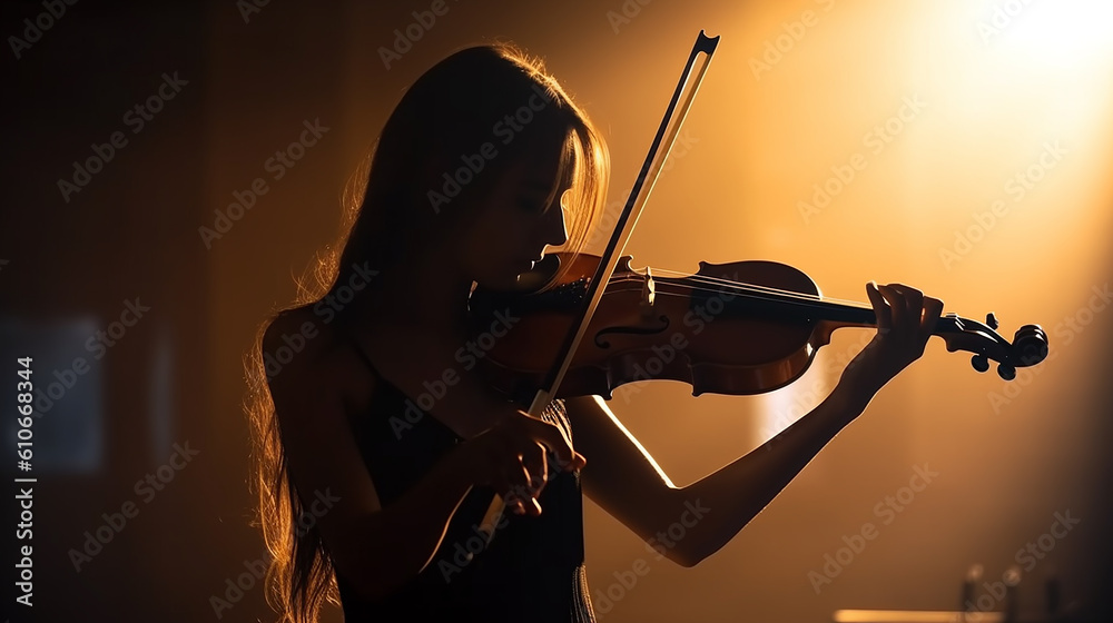 Fototapeta premium silhueta de mulher tocando violino