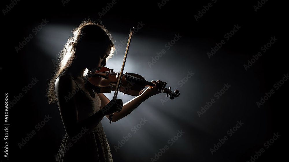Fototapeta premium silhueta de mulher tocando violino