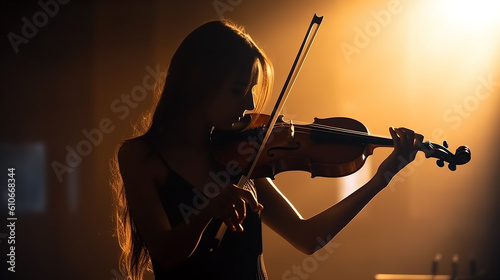 silhueta de mulher tocando violino 