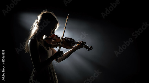 Canvastavla silhueta de mulher tocando violino