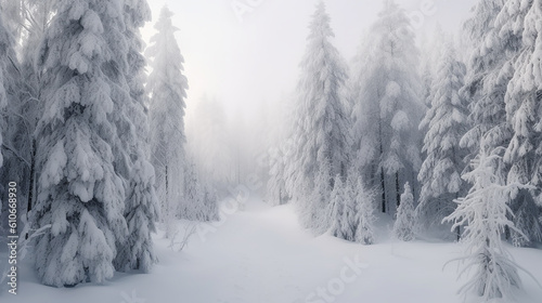 Tableau sur toile Queda de neve na floresta de inverno