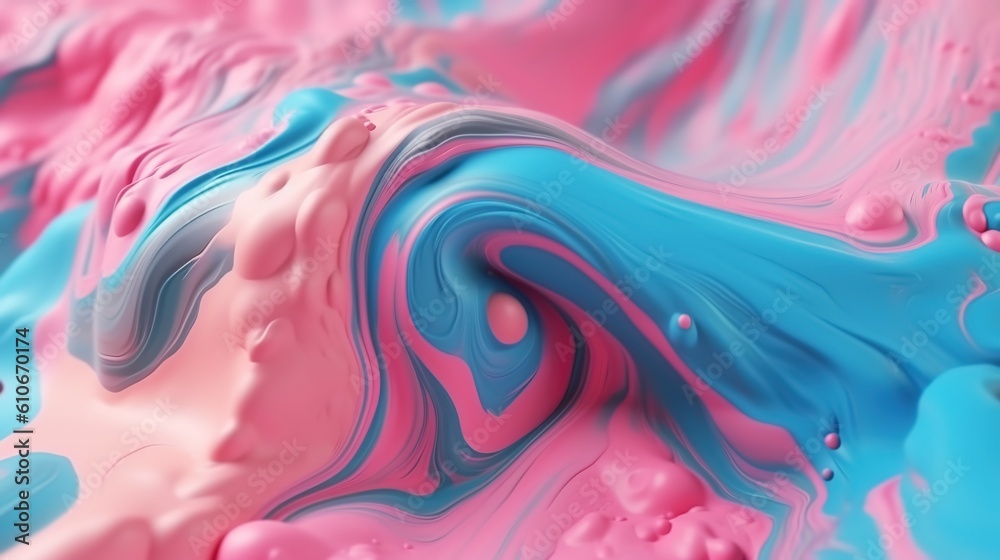 abstract liquid background blue and pink acrylic. generated ai