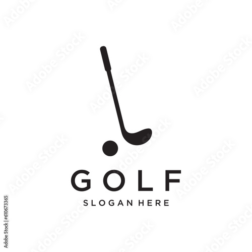 Golf ball and stick and golf course logo template design. Logo for professional golf team, golf club, tournament, business, event.