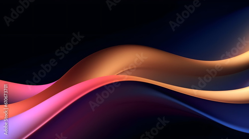 Minimalist bue and pink gradient background illustration with elegant lines, smooth and shiny. Generative AI. photo