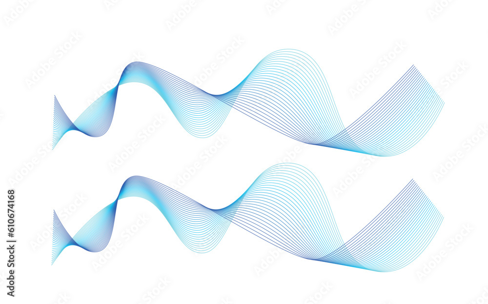 Abstract blue smooth wave on a white background. Dynamic sound wave. Design element. Vector illustration. Abstract blue smooth wave on a white background. Dynamic sound wave. Design element. Vector illustration.