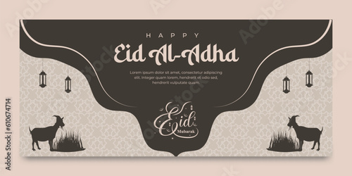 Eid al-Adha greeting banner template for Islamic holiday