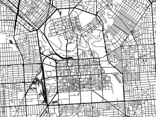 Vector road map of the city of  Adelaide center in the Australia on a white background.