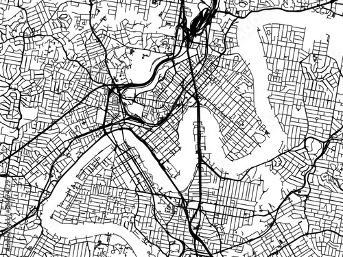 Vector road map of the city of  Brisbane center in the Australia on a white background.