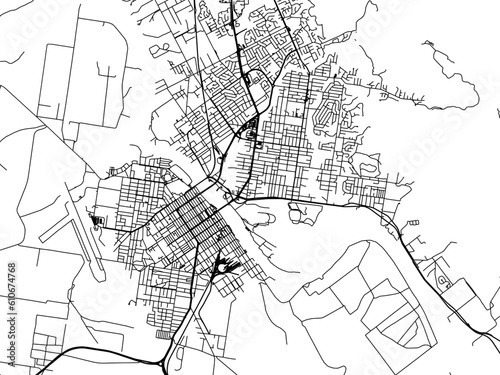 Vector road map of the city of  Rockhampton in the Australia on a white background.