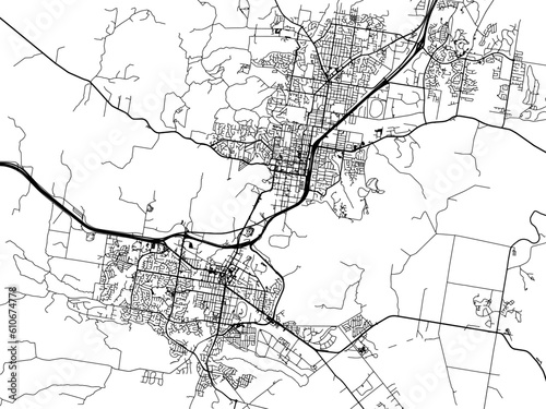Vector road map of the city of  Albury   Wodonga in the Australia on a white background.