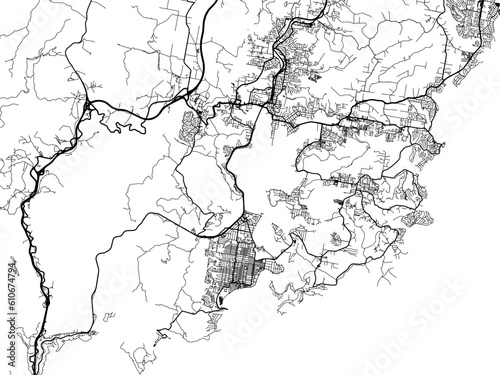 Vector road map of the city of  Central Coast in the Australia on a white background.