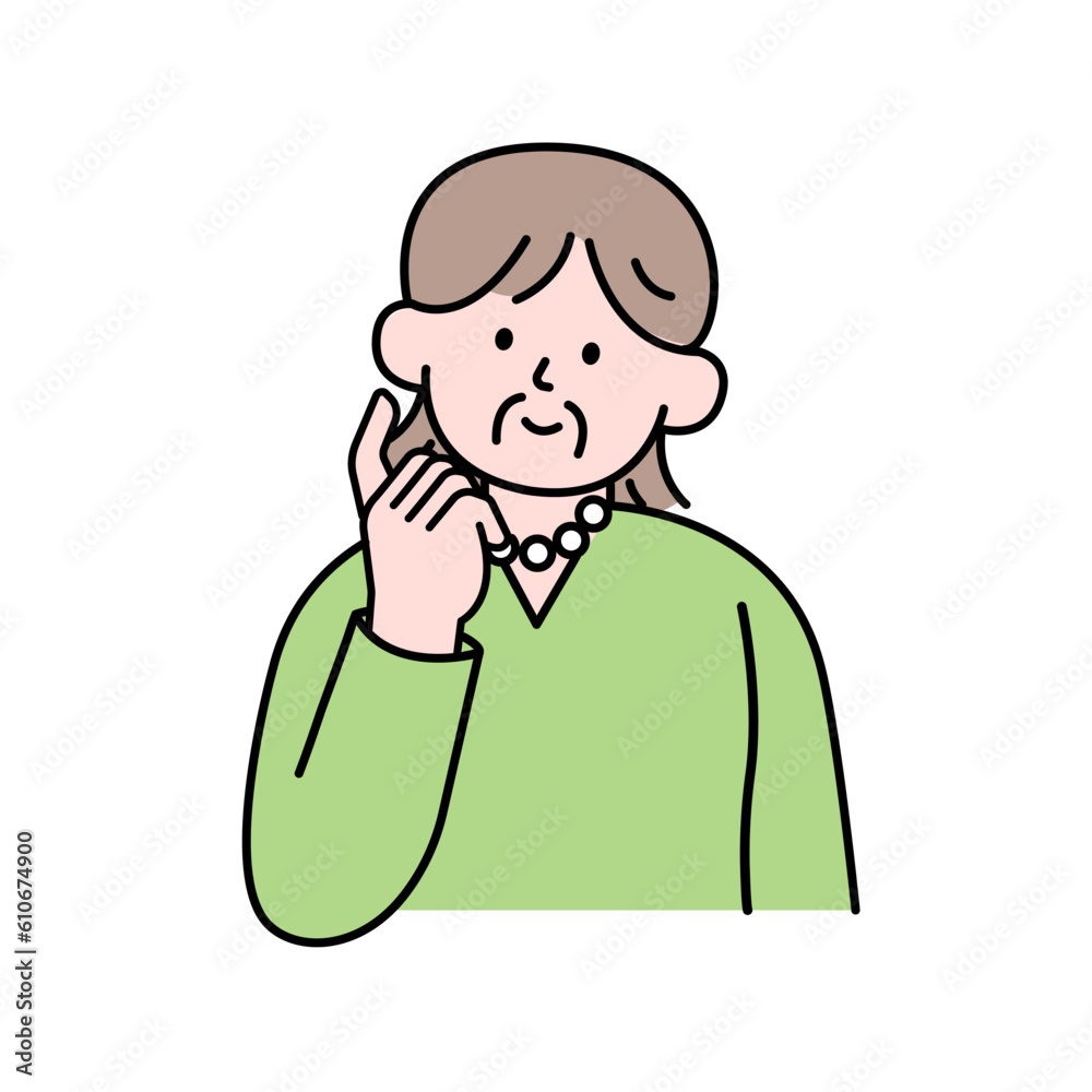 Elderly Woman Wondering, Simple Style Vector illustration. Elderly Woman Wondering, Simple Style Vector illustration.