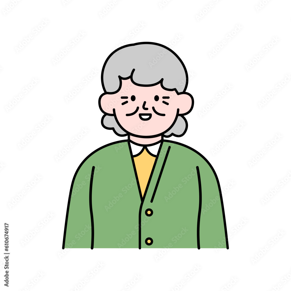 Elderly Woman, Simple Style Vector illustration.