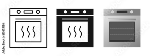 Electric oven vector set. Modern oven, kitchen appliances logo