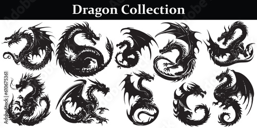 Black Dragon silhouette vector design 