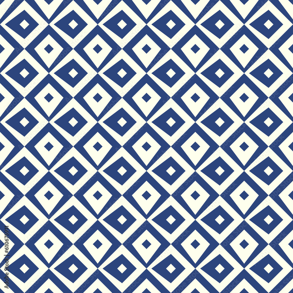Repeated navy figures on white background. Ethnic wallpaper. Seamless surface pattern design with rhombuses ornament. Diamonds motif. Digital paper for textile print, web designing. Repeated navy figures on white background. Ethnic wallpaper. Seamless surface pattern design with rhombuses ornament. Diamonds motif. Digital paper for textile print, web designing.