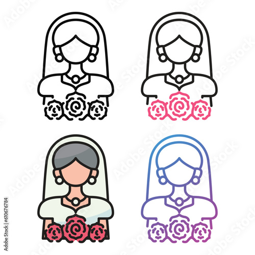 Bride icon design in four variation color