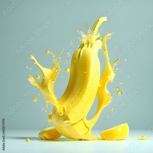banana splash stop motion, fresh banana, yellow banana