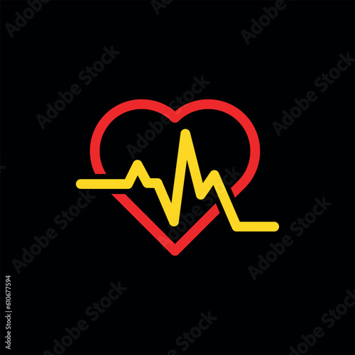 Love medical plus icon logo, pulse logo icon. vector isolated design template