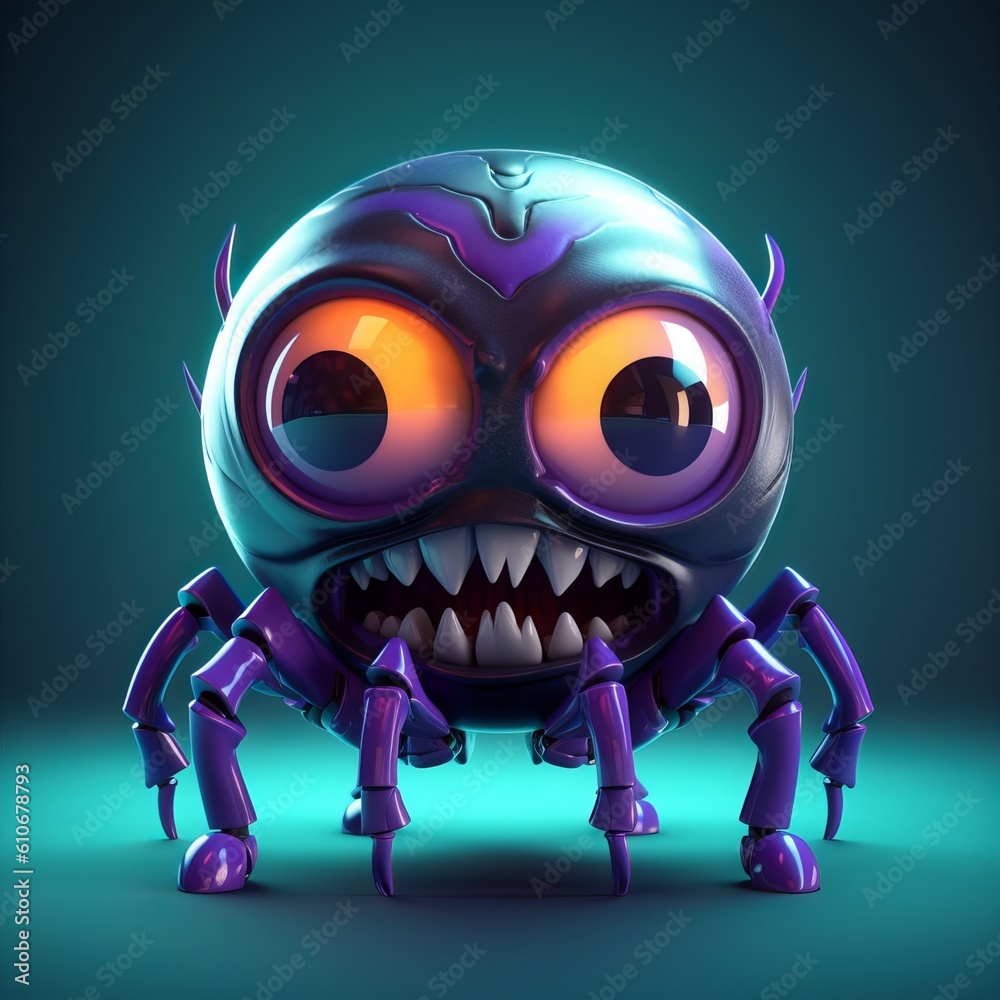Funny Halloween Spider Cartoon Character Bringing Spooky Laughs