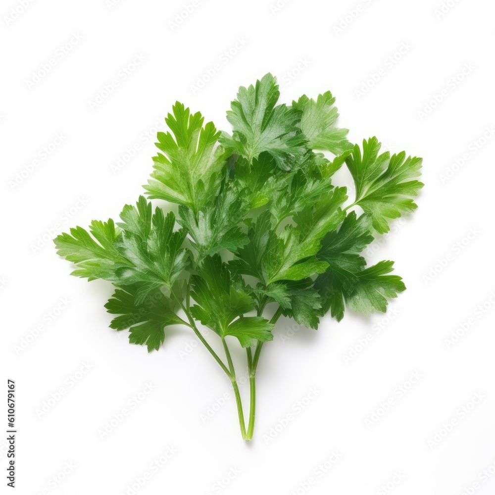 Chervil leaf isolated on white background. Generative AI Chervil leaf isolated on white background. Generative AI